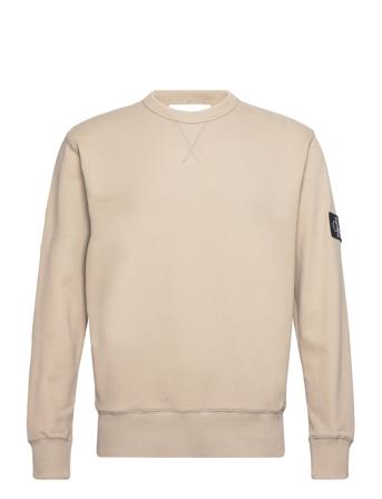 Badge Crew Neck Sweat-shirt Genser Beige Calvin Klein Jeans*Betinget Tilbud