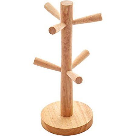 Puinen mukiteline, mukiteline, mukiteline, pöytäpidike, puinen kuppiteline, säilytysteline, esittelyteline, keittiötarvikkeet tee- ja kahvikupeille, 