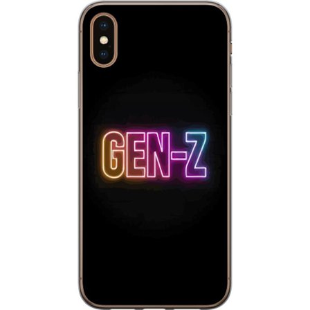 Kompatibelt Mobilskal till Apple Apple iPhone XS Neontext Gen Z i färgstarkt ljus mot mörk bakgrund i modern digital stil