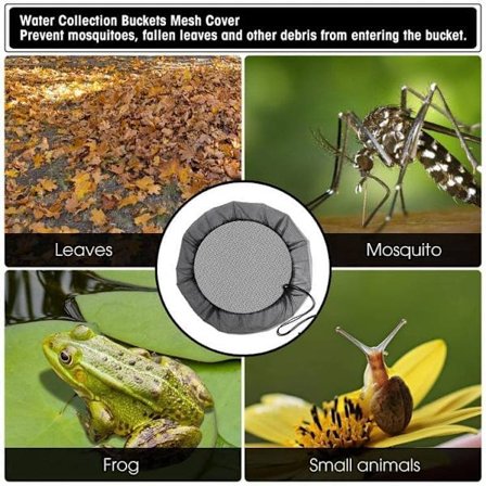 1/2/5/10-pakning regntønnenett med snøring, løv- og myggbeskyttelse, beskyttelsesnett for regnvannstønne Ø80 cm