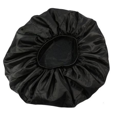 Ekstra Stor Dobbelt Elastisk Nathætte Silke Og Satin Sovehætte Hårorganiserende Hat (sort)