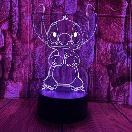Söt Barn Anime Djur Stitch Lilo och Stitch Cartoon Kawaii Figur Action Lovely 3D LED Optisk Illusion Rum Dekoration Sovlampa