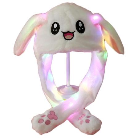 Led Kanin Lue Led Lysende Plysj Øre Bevegelig Kanin Lue Morsom Søt Myk Plysj Varm Lue For Kvinner Jenter Hvit