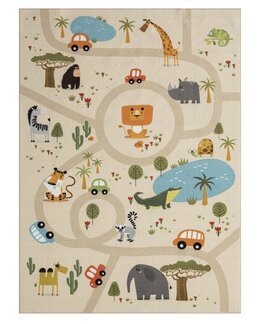 *Ny*Matta med barnmotiv Play Animals Pellava