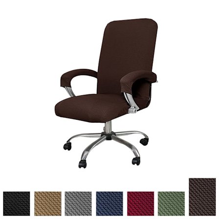 Kontor Drejestol Betræk, Strækbart, Brun Størrelse M