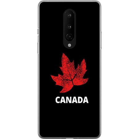 Yhteensopiva Puhelinkuori OnePlus OnePlus 8 Graafinen vaahteralogo punaisella mustaa taustaa vasten, jossa on selkeä Kanada-viittaus ja minimalistine