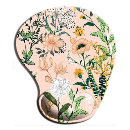 Ergonomisk musemåtte med håndledsstøtte, musemåtter med skridsikker PU-base til hjemmekontor, arbejde, studier, nem skrivning og smertelindring, Rose