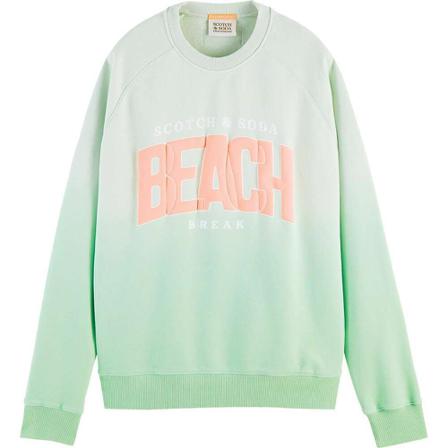 Scotch & Soda Relaxed graphic washed crewneck , Groen , Heren , Maat: L Hoodies & sweatvesten