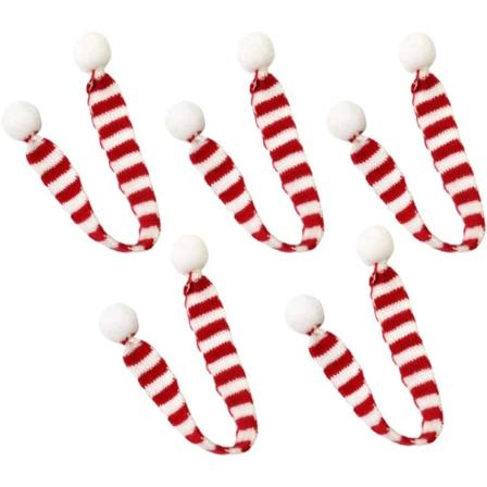 5 st DIY stickade randiga pälsbollsdekorationer liten halsduk Ch