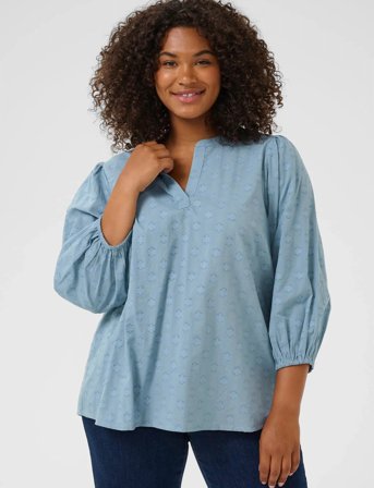 Kaffe Curve Kcloulou Blouse 3/4 Sl - Blue - 48