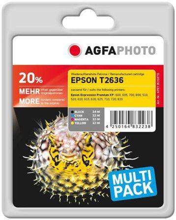 AGFAPHOTO Multi pack - 4-pack - svart, gul, cyan, magenta - kompatibel - gjenfabrikert - blekkpatron (alternativ for: Epson 26XL, Epson C13T26364010,