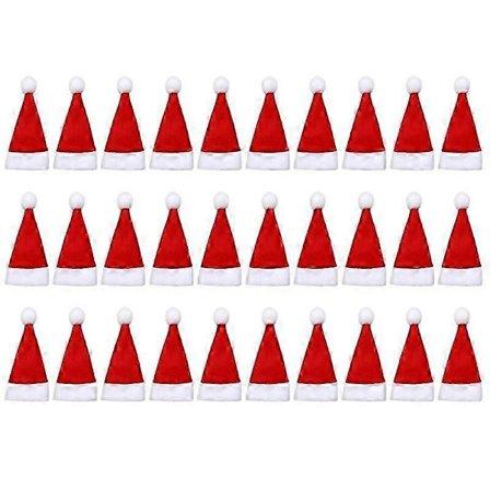 30 stk. Mini Julemandshatte Kop Flasker Cover Jule Julemandshat Bestikholdere