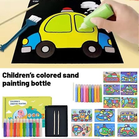 Sandmaleri Farge Sand Kunst Bilder Sandmalingssett for Barn 10/12 Farger