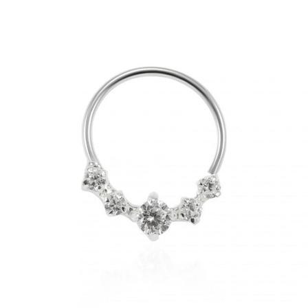 1 St. 8 Mm Näspiercing Ring I Silver Med 5 Vita Cz
