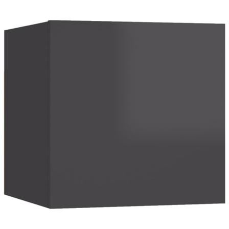 Vidaxl Väggmonterad Tv-bänk Grå Högglans 30,5x30x30 Cm Grå