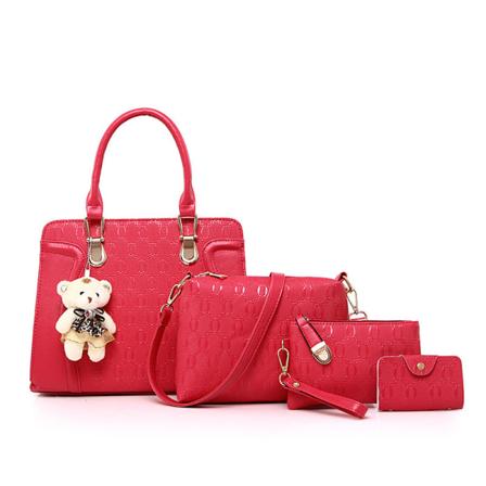 Kvinnor Damhandväska Fyra delar Bear Bag Rose Red