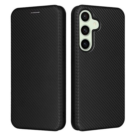 SKALO Samsung S24 FE Carbon Fiber Plånboksfodral - Svart
