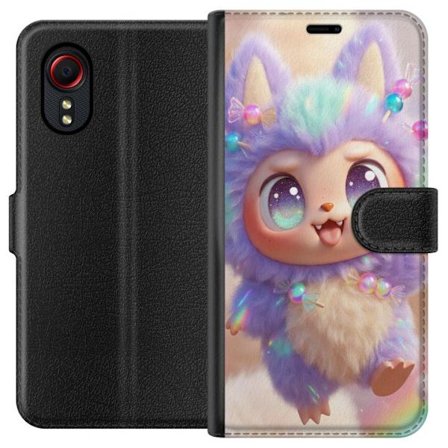 Kompatibelt Plånboksfodral till Samsung Samsung Galaxy Xcover 5 Söt kawaii-figur med stora glittrande ögon, regnbågsfärger och mjuk 3D-stil, perf