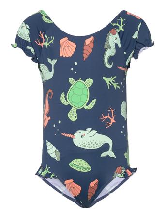 Swimsuit Sleeve Sg Strawberry Badedrakt Badetøy Blå Lindex*Betinget Tilbud