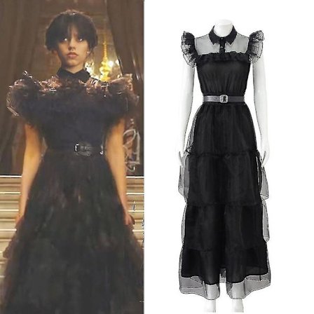 Kostyme for kvinner og jenter - Wednesday Addams - Kjole/Parukk/Kjole+Parukk - Stilig