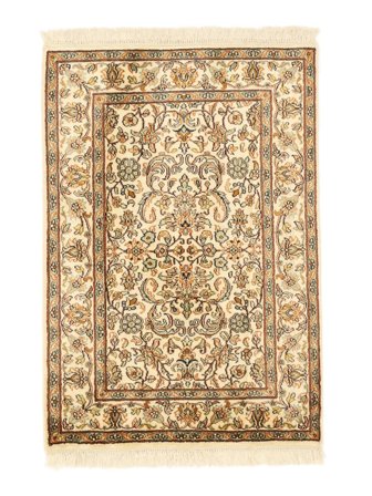 62X93 Tapis D'orient Cachemire Pure Soie Orange/Marron (Soie, Inde)