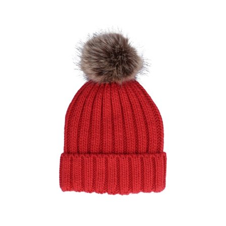 Beechfield - Red - pom - Beanie - Fur Chunky Beanie Classic Red Pop - Hatstore