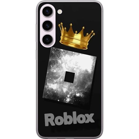 Kompatibel Mobilcover til Samsung Samsung Galaxy S23+ Minimalistisk sort og sÃ ̧lvfarvet Roblox-symbol med gylden krone og luksuriÃ ̧s gamer-Ã stetik 