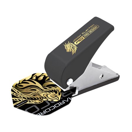 Red Dragon Darts Jonny Clayton Flight Punch - Pro Design, Black/Gold, Secure Rings, Easy Clip