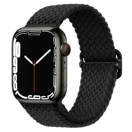 Elastiskt Vävd Armband till Apple Watch 42mm/44mm/45mm/46mm/49mm - Svart Starlight