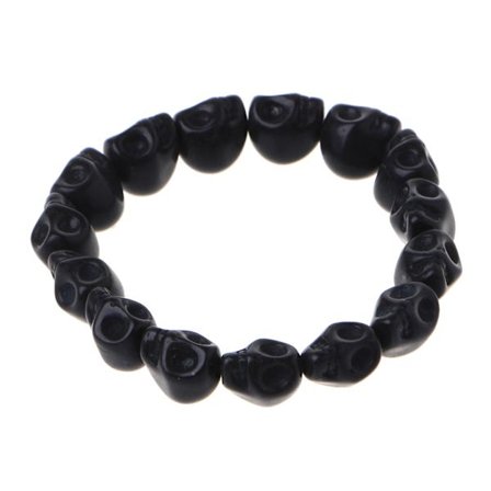 Punk Personality Skull Bead Skelet Armbånd Gotisk Charm til Hovedben Sten Elastiske Armbånd Tibetansk Prayer for Uni