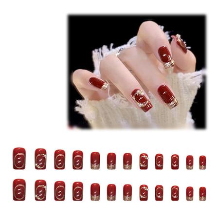 24 kpl Painettavat kynnet Lyhyet Painettavat kynnet, Tekokynnet Arkku Kynnet Naisille Perhosilla Suunniteltu Kiiltävät Kynnet