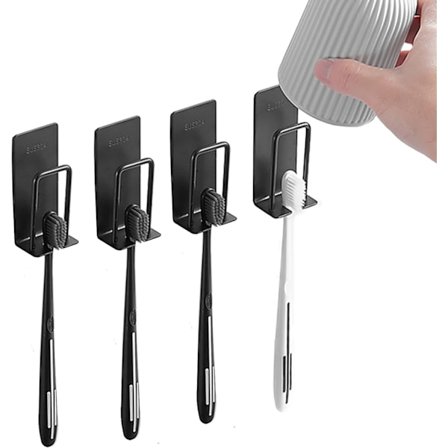 Self-Adhesive Bathroom Stainless Steel Toothbrush Holder with 4 Holes