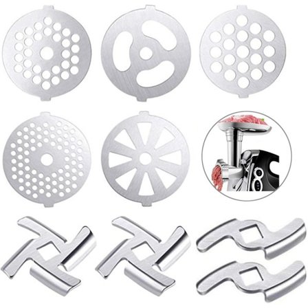 Kjøttkvernkniver i rustfritt stål, kompatible med størrelse 5 kverner - Tilbehør for kjøkkenmatkvern (9-pakning)