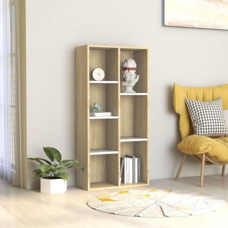 Bokhylla Vit Och Sonoma-ek 50x25x106 Cm Spånskiva Beige
