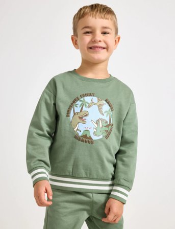 Lindex Sweatshirt Dino Placement - Green - 122