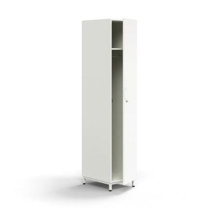 Lockable wardrobe QBUS, with clothes rail, leg frame, 2020x400x570 mm, white