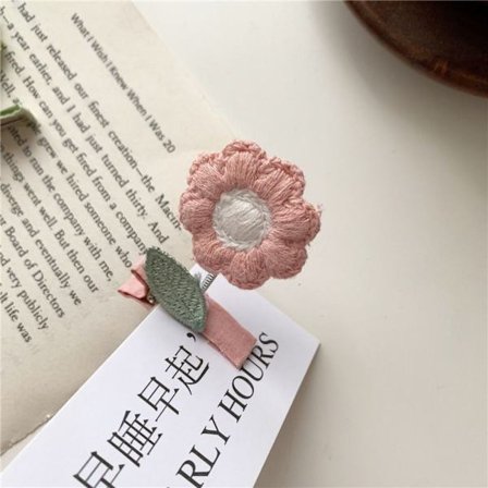 5kpl 3D Auringonkukan otsatukka Clip Knitted Spring Hairpin PINK