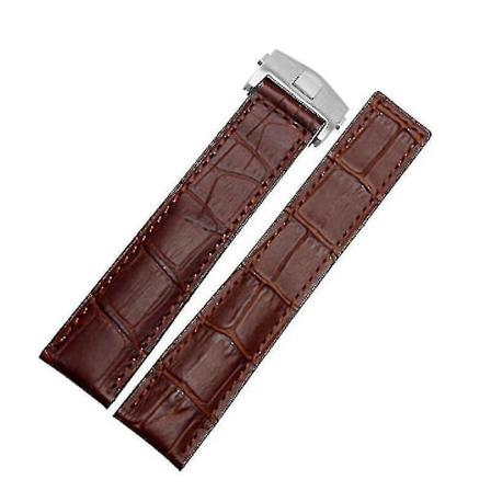 Ægte læderarmbånd 19mm 20mm 22m kompatibel Tag Heuer urrem mænd armbåndsur tilbehør foldespænde læderurrem-sort rød sort