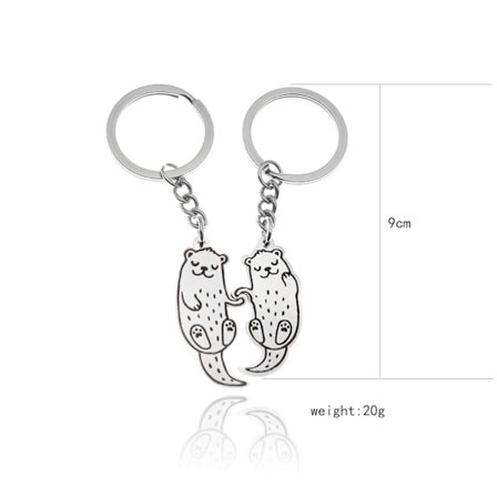 1 Par Metall Utter Nyckelringar Utter Mönster Nyckelring för Vänner Par Bilnyckelring Väska Tillbehör