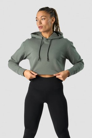Stride Cropped Hoodie Wmn Sea Green
