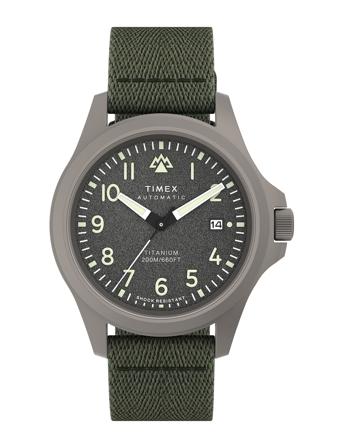 Expedition North Automatic, 41Mm Titanium Case, Gray Dial, Green Ocean Fabric Strap Accessories Watches Analog Watches Grey Timex