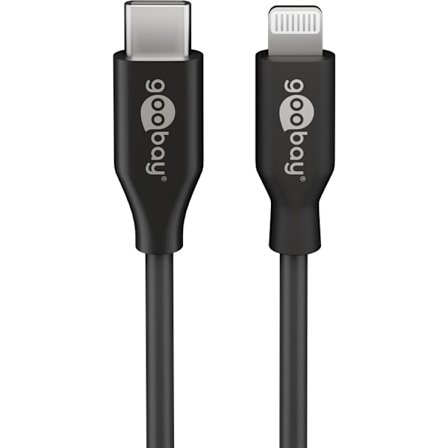 Lightning till USB-C laddnings- och synkroniseringskabel, 0,5 m, svart
