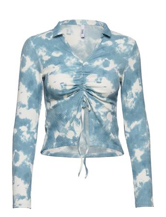 Onllua Riley Ls Polo Ruching Top Nn Pitkähihainen Pusero Paita Monivärinen/Kuvioitu ONLY