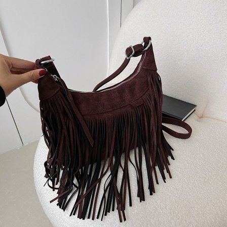 Vintage Crossbody-väska i mockaimitation för kvinnor PU Läder Axelväska Stor Kapacitet Design Underarmsväska