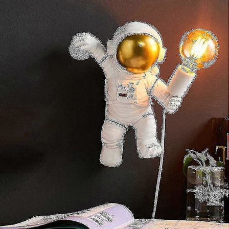 Barnevegglampe med bryter og plugg, moderne astronaut vegglampe for barnerom med 1,5 m kabel, E27 innendørs vegglampe for gutter jenter, nattlys, Hvit