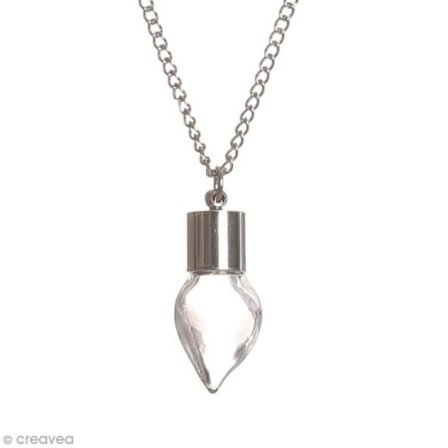 Pendentif - Silver - Glasflaska - 3 cm - Dropp - Unisex