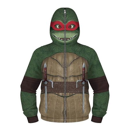 Teenage Mutant Ninja Turtles Cosplay Kostyme 3D Jakke Frakk Full Zip Hoodie Genser Hettegenser Yttertøy for Gutter