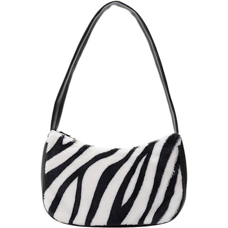 Axelväska för kvinnor Mini pälshandväska Underarm väska Ko mönster Koppling väska Faux päls väska