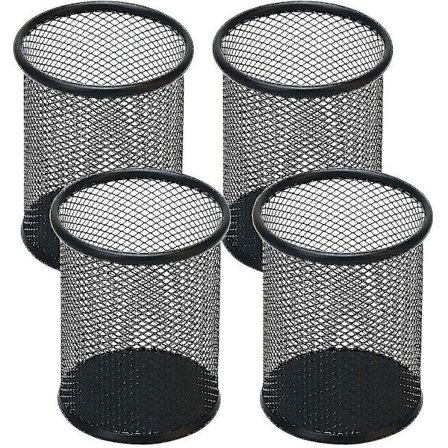 Pennestativ Mesh Penneholder Metall Penneholder For Skrivebord Kontor Penneorganisator Svart, 2-pakning