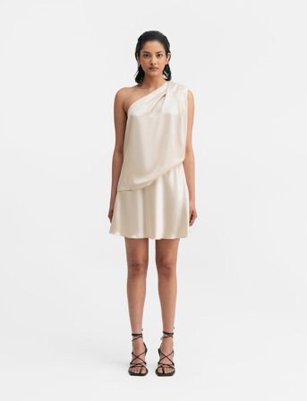 Ahlvar Gallery Elle Satin Tank - Beige - XL
